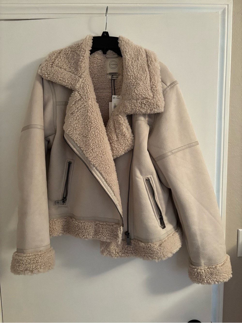 Cozy Shearling Moto Jacket - Cream